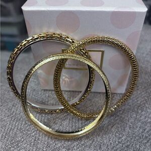 House of Harlow 1960 Gold Textured Stackable Bangle Set of 3